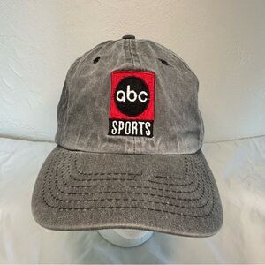 Vintage Grey 1990s ABC Sports NFL NBA MLB NHL Snapback Hat Cap Red Black Logo